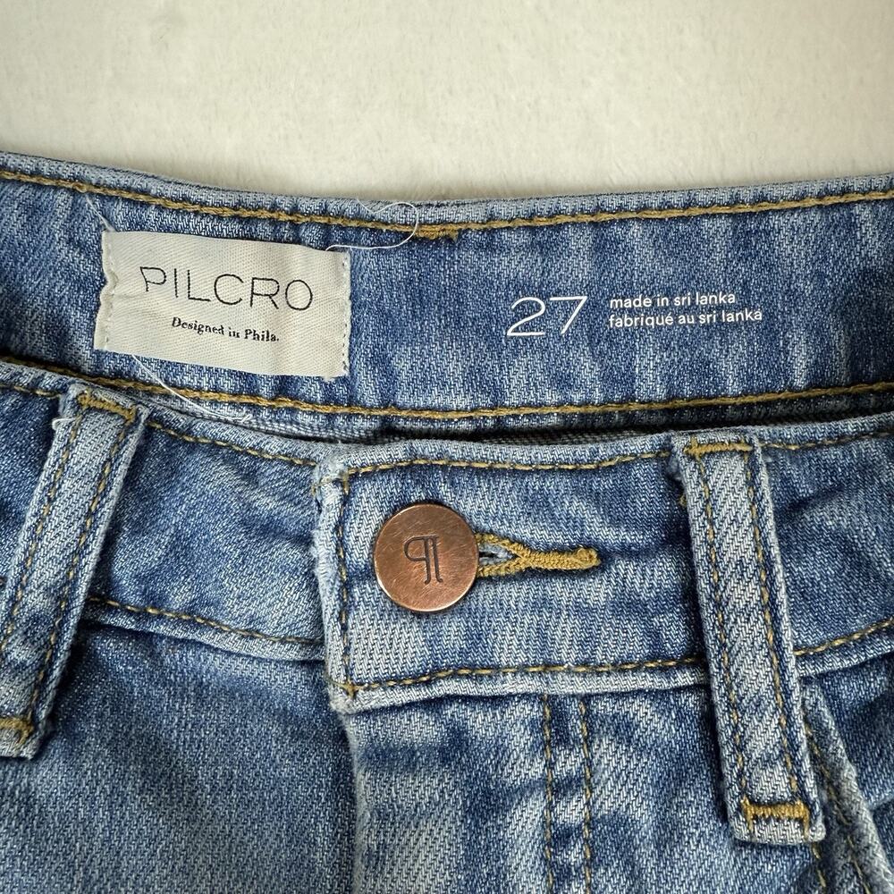 Anthropologie Pilcro The Kenna Mid Rise Heritage Barrel Jeans Blue Size 27 Denim - Picture 3 of 10